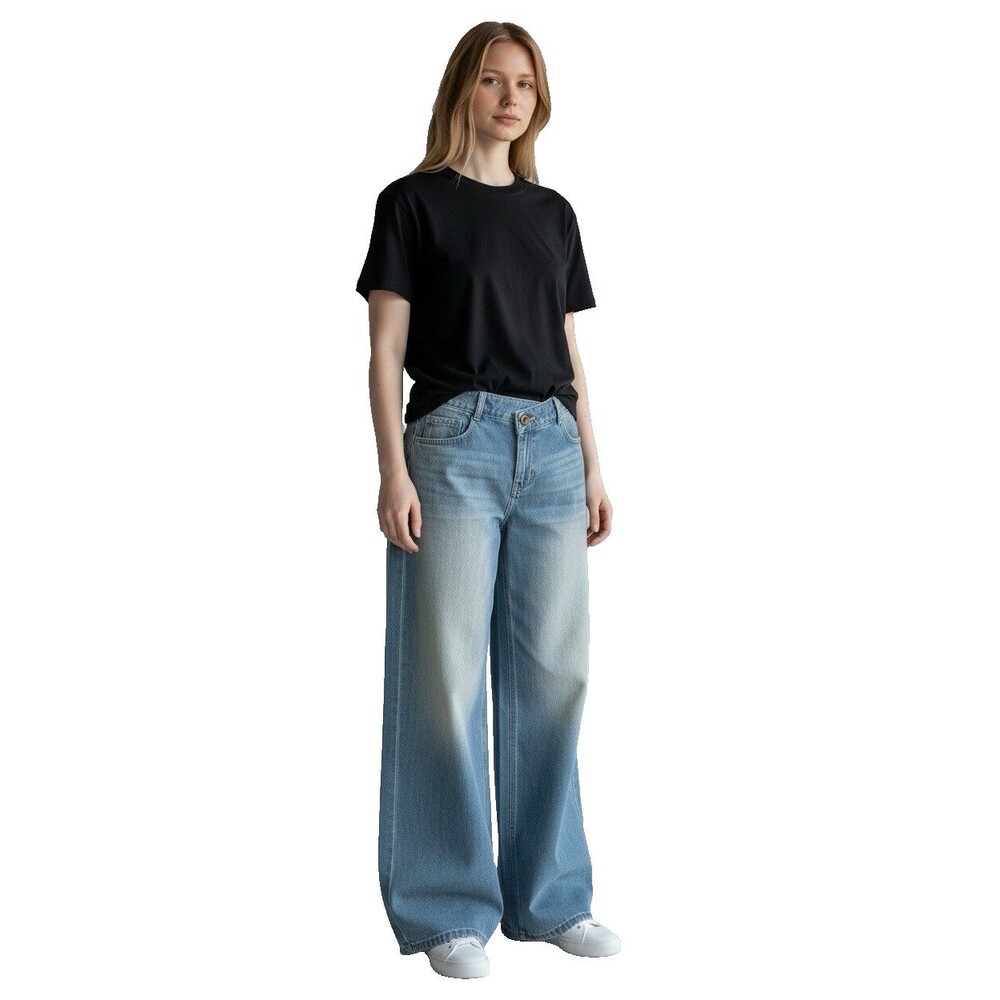 HALARA Asymmetric Low Rise Baggy Wide Leg Jean Women’s Small Petite Length NWT